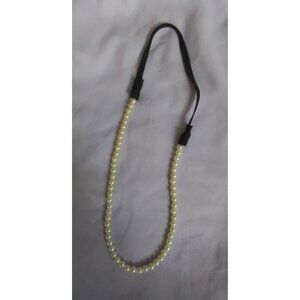 Elegant Pearl Beaded Headband With Elastic Strap Vintage